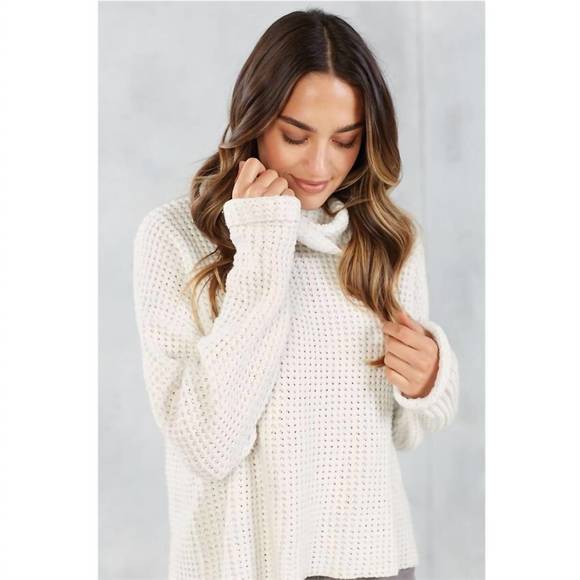 NEW MUDPIE wendy waffle knit sweater in cream - Picture 3 of 3